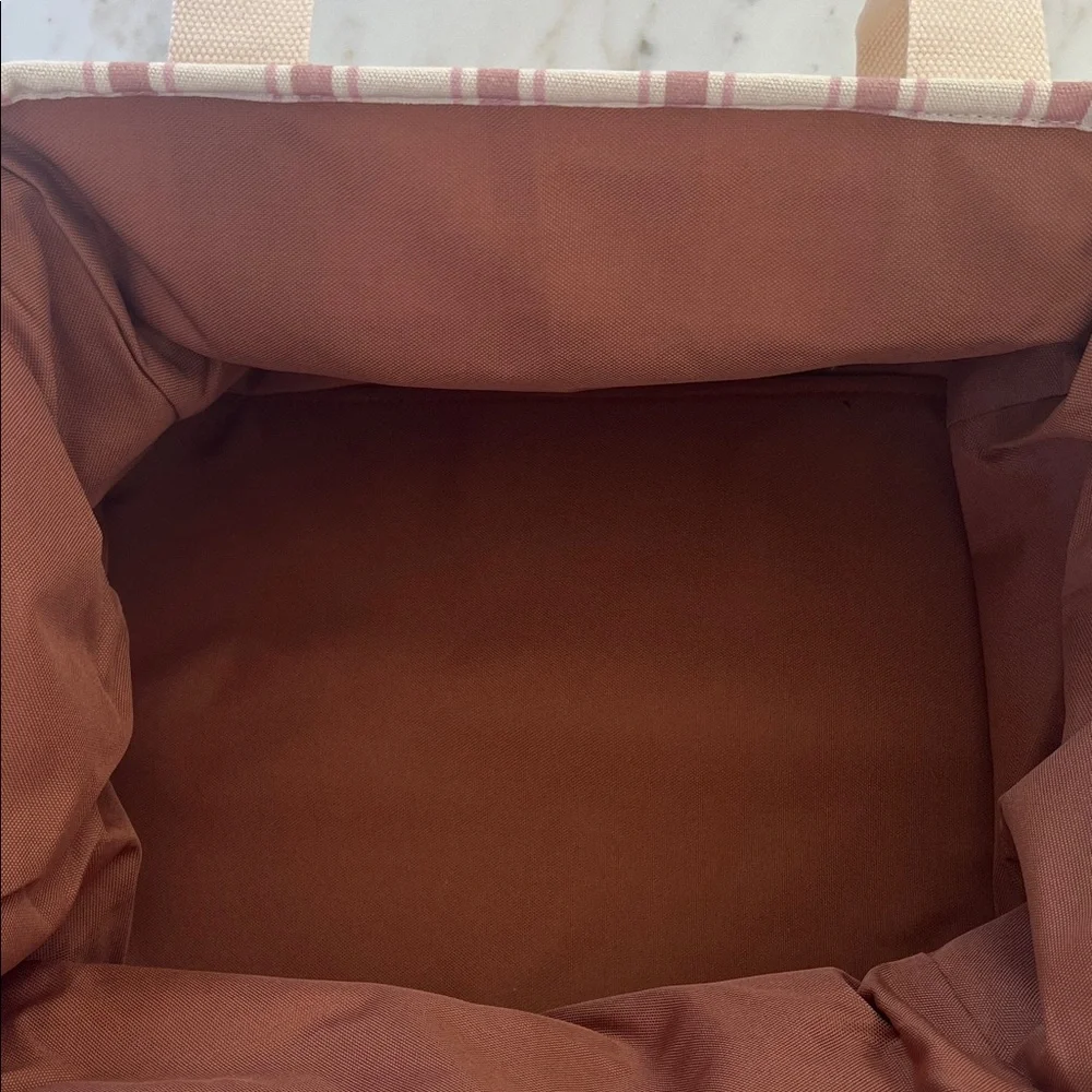 Poppy & Peonies Pink and Cream Striped Tote - Picture 2 of 6